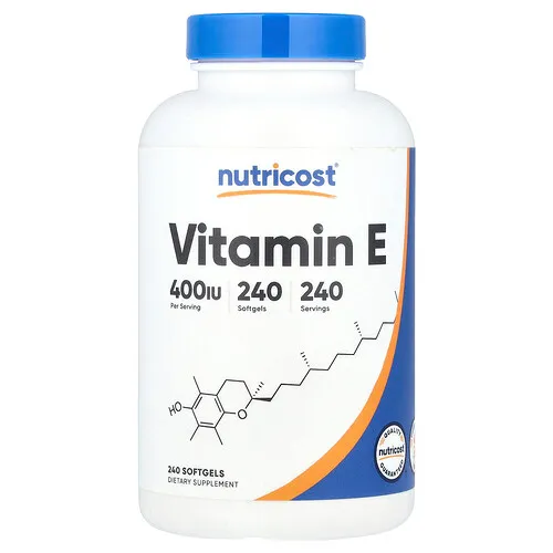 Nutricost, Vitamina E, 180 mg (400 UI), 240 cápsulas blandas