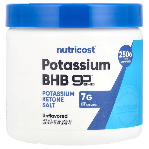 Nutricost, Suplemento de vitamina BHB de potasio, goBHB®, Sin sabor, 250 g (8,9 oz)