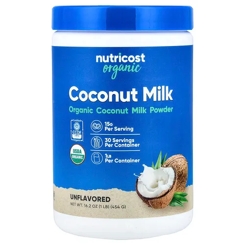 Nutricost, Leche de coco orgánico en polvo, Sin sabor, 454 g (16,2 oz)