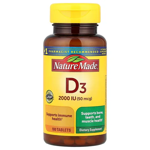 Nature Made, Vitamina D3, 50 mcg (2000 UI), 100 comprimidos