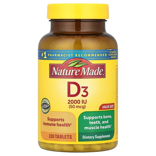 Nature Made, Vitamina D3, 50 mcg (2000 UI), 220 comprimidos