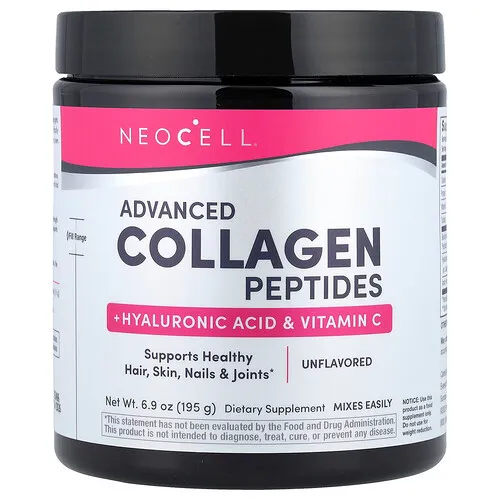 NeoCell, Péptidos de colágeno avanzado con ácido hialurónico y vitamina C, Sin sabor, 195 g (6,9 oz)