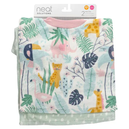 Neat Solutions, Baberos para bebés, De 6 meses en adelante, Animales, 2 unidades