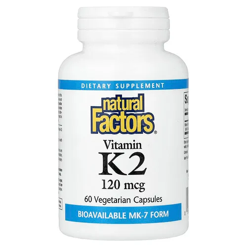 Natural Factors, Vitamina K2, 120 mcg, 60 cápsulas vegetales