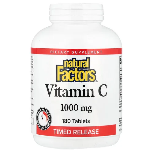 Natural Factors, Vitamina C, Liberación prolongada, 1000 mg, 180 comprimidos