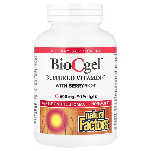 Natural Factors, BioCgel™, Vitamina C regulada con BerryRich®, 90 cápsulas blandas