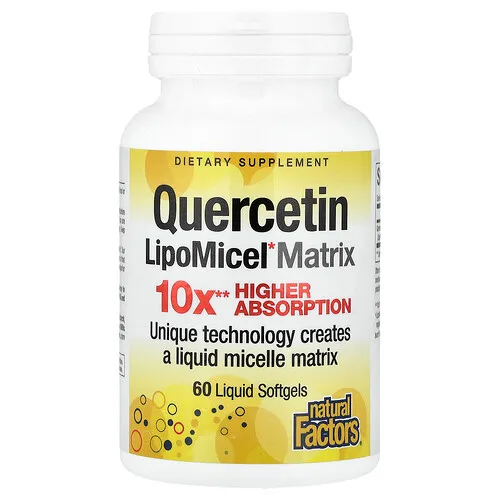 Natural Factors, Matriz de quercetina LipoMicel, 250 mg, 60 cápsulas blandas con contenido líquido