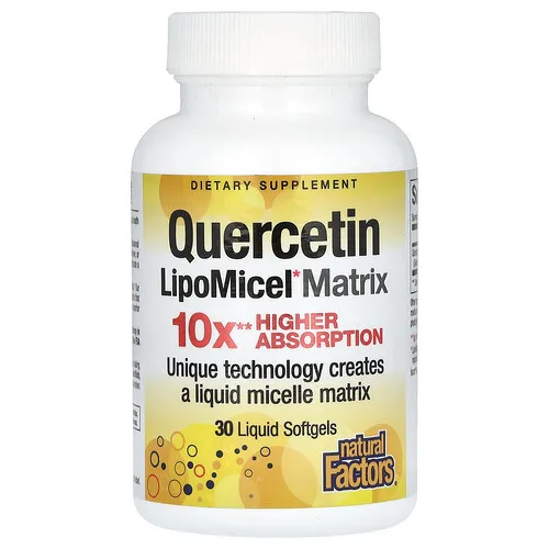 Natural Factors, Matriz de quercetina LipoMicel, 250 mg, 30 cápsulas blandas con contenido líquido