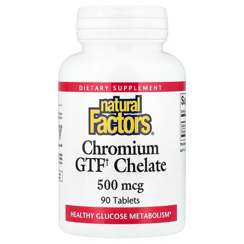 Natural Factors, Quelato de cromo y FTG, 90 comprimidos
