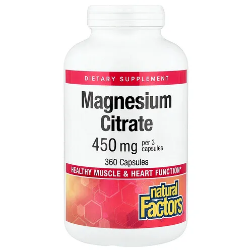 Natural Factors, Citrato de magnesio, 360 cápsulas (150 mg por cápsula)