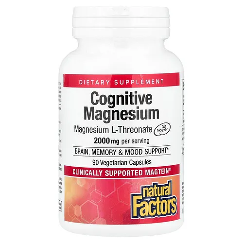 Natural Factors, Magnesio cognitivo, 90 cápsulas vegetales (48 mg por cápsula)