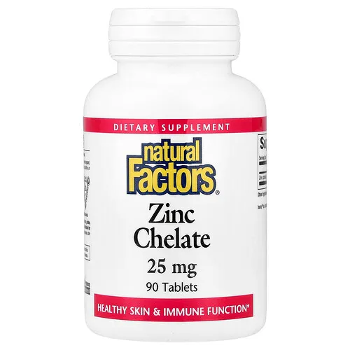 Natural Factors, Quelato de zinc, 25 mg, 90 comprimidos