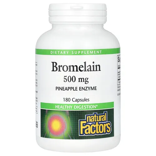Natural Factors, Bromelaína, 500 mg, 180 cápsulas