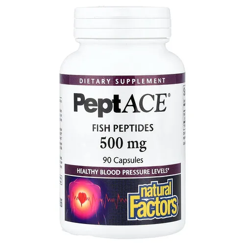 Natural Factors, PeptACE®, Péptidos de pescado, 500 mg, 90 cápsulas