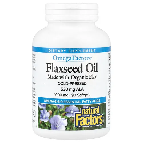 Natural Factors, Aceite de semilla de lino, 1000 mg, 90 cápsulas blandas