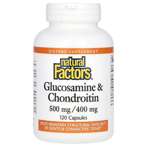Natural Factors, Glucosamina y condroitina, 120 cápsulas