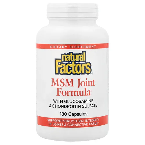 Natural Factors, Fórmula para las articulaciones MSM con glucosamina y sulfato de condroitina, 180 cápsulas