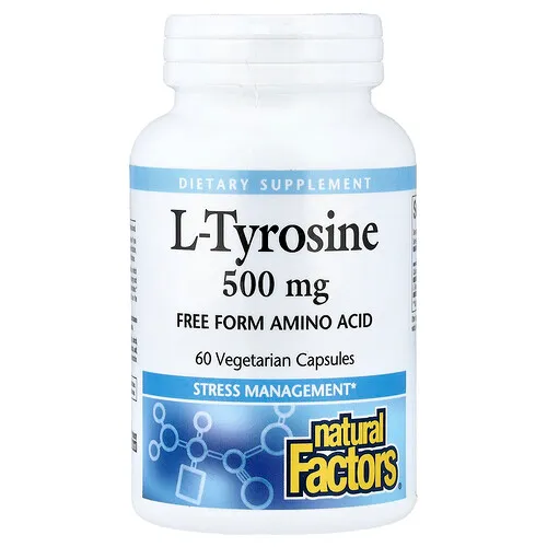 Natural Factors, L-tirosina, 500 mg, 60 cápsulas vegetales