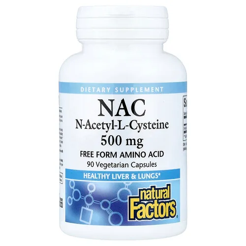 Natural Factors, NAC, N-acetil-L-cisteína, 500 mg, 90 cápsulas vegetales