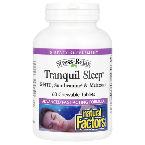 Natural Factors, Stress-Relax®, Tranquil Sleep®, 60 comprimidos masticables