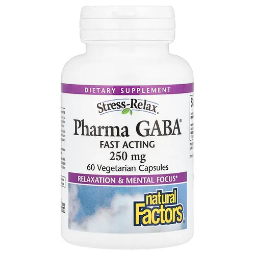 Natural Factors, Stress-Relax®, Pharma GABA®, 250 mg, 60 cápsulas vegetales