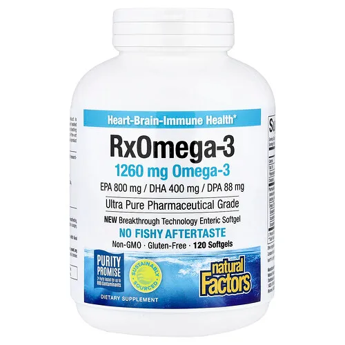 Natural Factors, RxOmega-3, 1260 mg, 120 cápsulas blandas (630 mg por cápsula blanda)