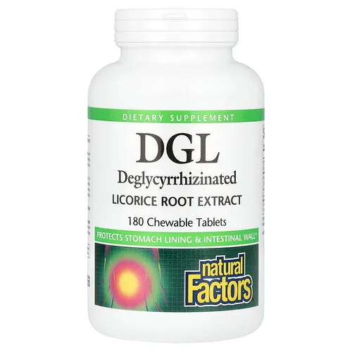 Natural Factors, DGL, Extracto de raíz, 180 comprimidos masticables