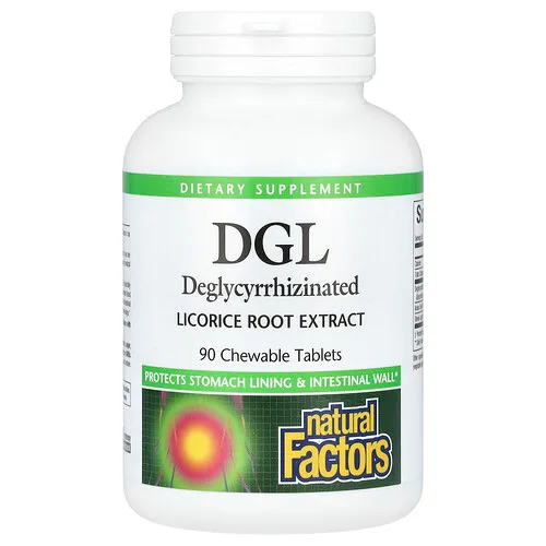Natural Factors, DGL, Extracto de raíz de regaliz desglicirrizado, 90 comprimidos masticables