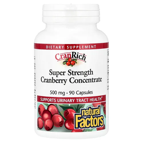 Natural Factors, CranRich®, Concentrado de arándano rojo, Superconcentración, 500 mg, 90 cápsulas