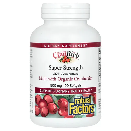 Natural Factors, CranRich, Superconcentración, 500 mg, 90 cápsulas blandas
