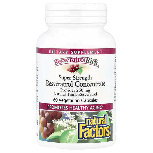 Natural Factors, ResveratrolRich®, Concentrado de resveratrol, Superconcentración, 60 cápsulas vegetales