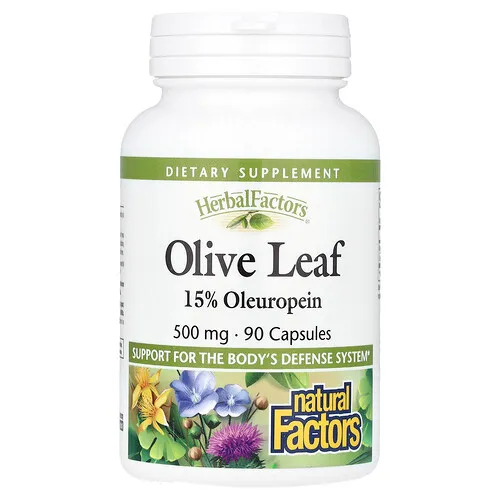 Natural Factors, Hoja de olivo, 500 mg, 90 cápsulas