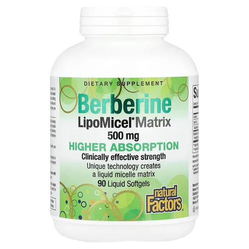 Natural Factors, Berberina, Matriz LipoMicel, 500 mg, 90 cápsulas blandas con contenido líquido
