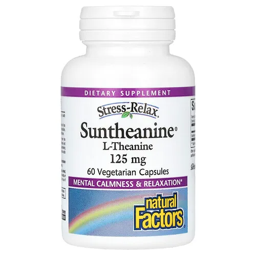 Natural Factors, Stress-Relax, Suntheanine, L-teanina, 60 cápsulas vegetales (125 mg por cápsula)