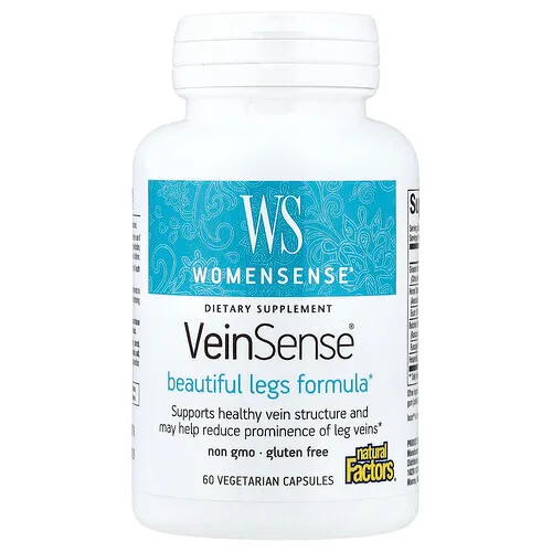 Natural Factors, WomenSense®, VeinSense®, Suplemento para favorecer la estructura de las venas de las mujeres, 60 cápsulas vegetales