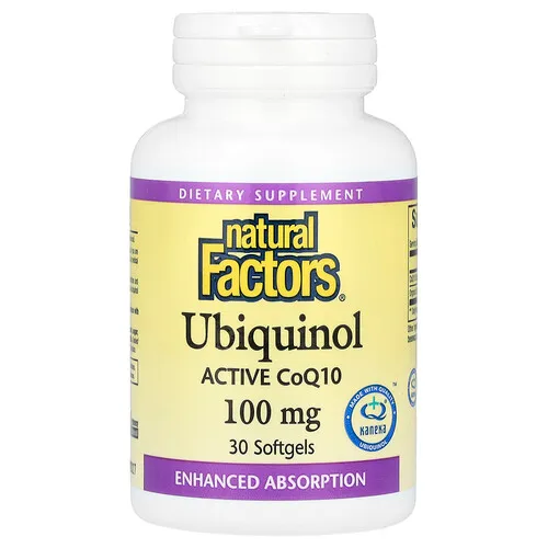 Natural Factors, Ubiquinol, CoQ10 activa, 100 mg, 30 cápsulas blandas