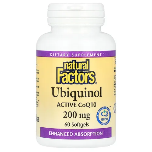 Natural Factors, Ubiquinol, 200 mg, 60 cápsulas blandas