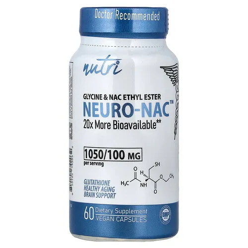Nutri, NEURO-NAC™, Éster etílico de glicina y NAC, 60 cápsulas veganas