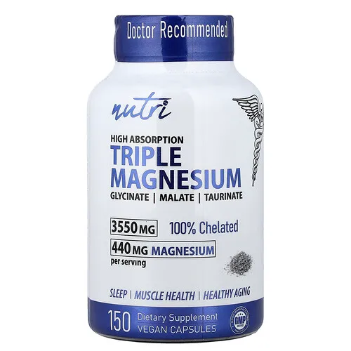 Nutri, Triple magnesio, Alta absorción, 150 cápsulas veganas