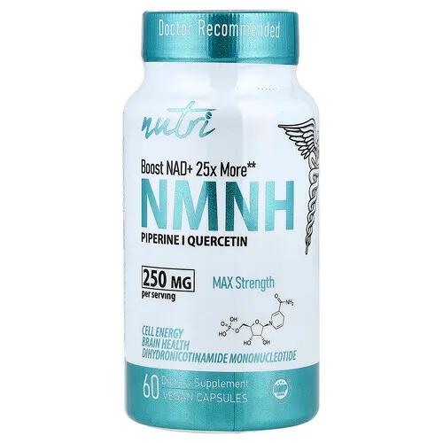 Nutri, NMNH, Suplemento con mononucleótido de dihidronicotinamida, Concentración máxima, 60 cápsulas veganas