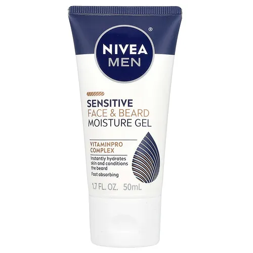 Nivea, Hombres, Gel humectante para rostro sensible y barba, 50 ml (1,7 oz. líq.)