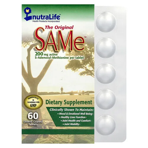 NutraLife, SAMe, 200 mg, 60 comprimidos con recubrimiento entérico