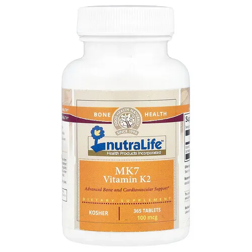 NutraLife, Mk7 Vitamina K2, 100 mcg, 365 comprimidos