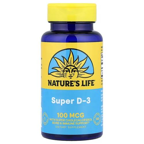 Nature's Life, Super vitamina D3, 100 mcg, 100 cápsulas blandas