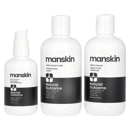 Natural Outcome, Manskin, Kit diario para el rostro, Kit de 3 piezas