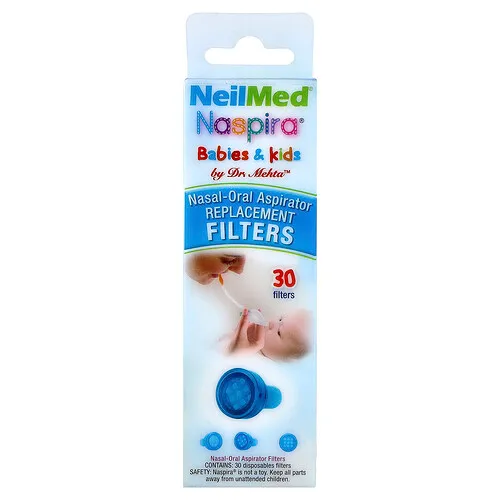 NeilMed, Bebés y niños, Aspirador nasal y oral Naspira®, Filtros de repuesto, 30 filtros