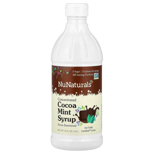 NuNaturals, Jarabe de cacao y menta concentrado`` 0,47 l (16 oz. Líq.)