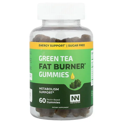 Nobi Nutrition, Gomitas de té verde para quemar grasas, Refuerzo para el metabolismo, 60 gomitas a base de pectina