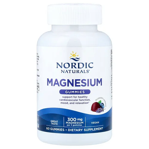 Nordic Naturals, Gomitas de magnesio, Arándano azul y lavanda, 60 gomitas (100 mg por gomita)