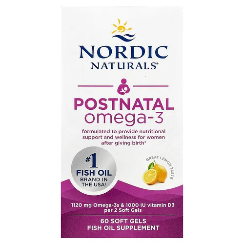 Nordic Naturals, Omega-3 posnatal, Limón, 60 cápsulas blandas